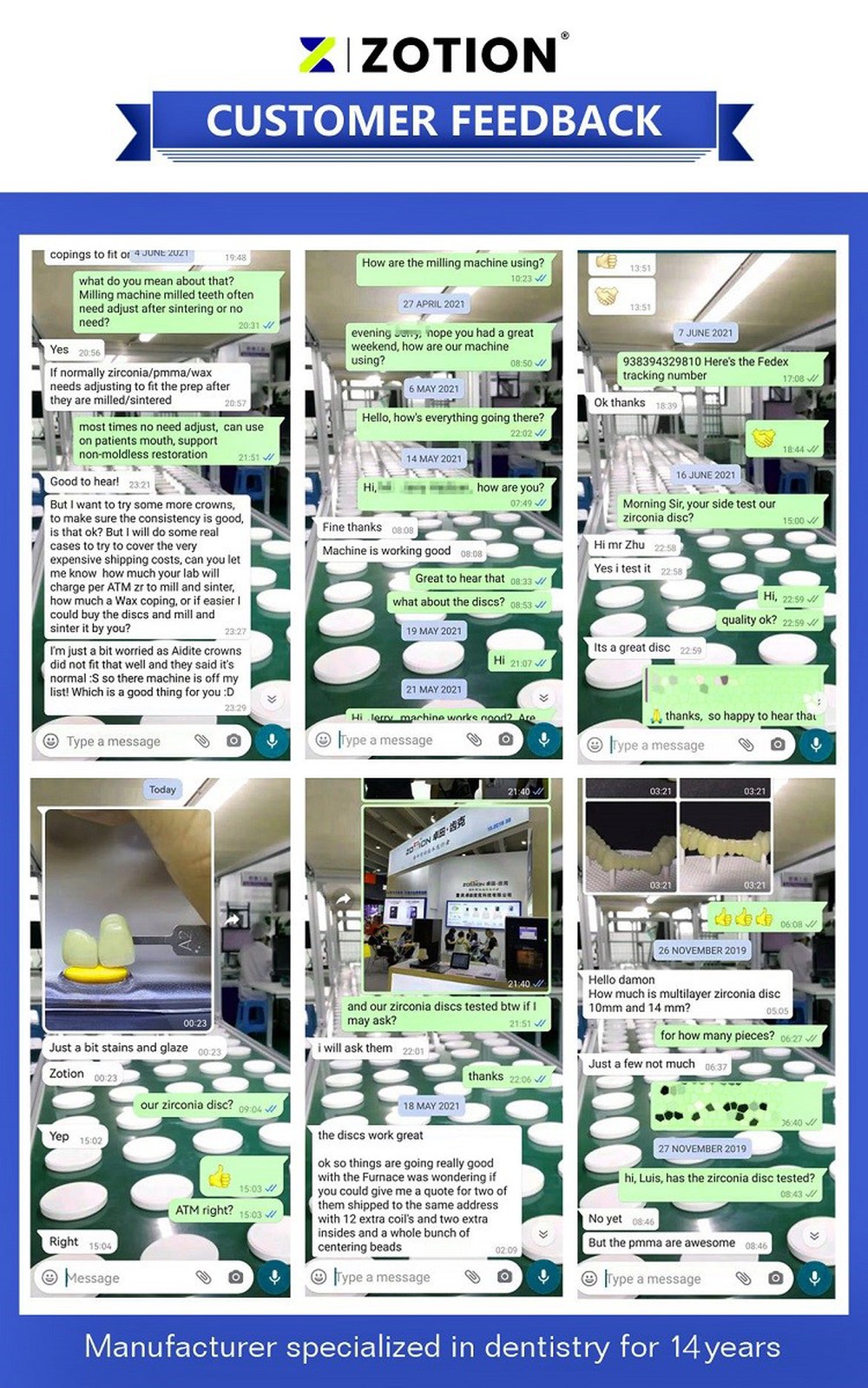 ZOTION HTC STC Preshaded Zirconia disc For Dental Crown CUSTOMER feedback ZOTION HTC STC Preshaded Zirconia disc For Dental Crown CUSTOMER feedback